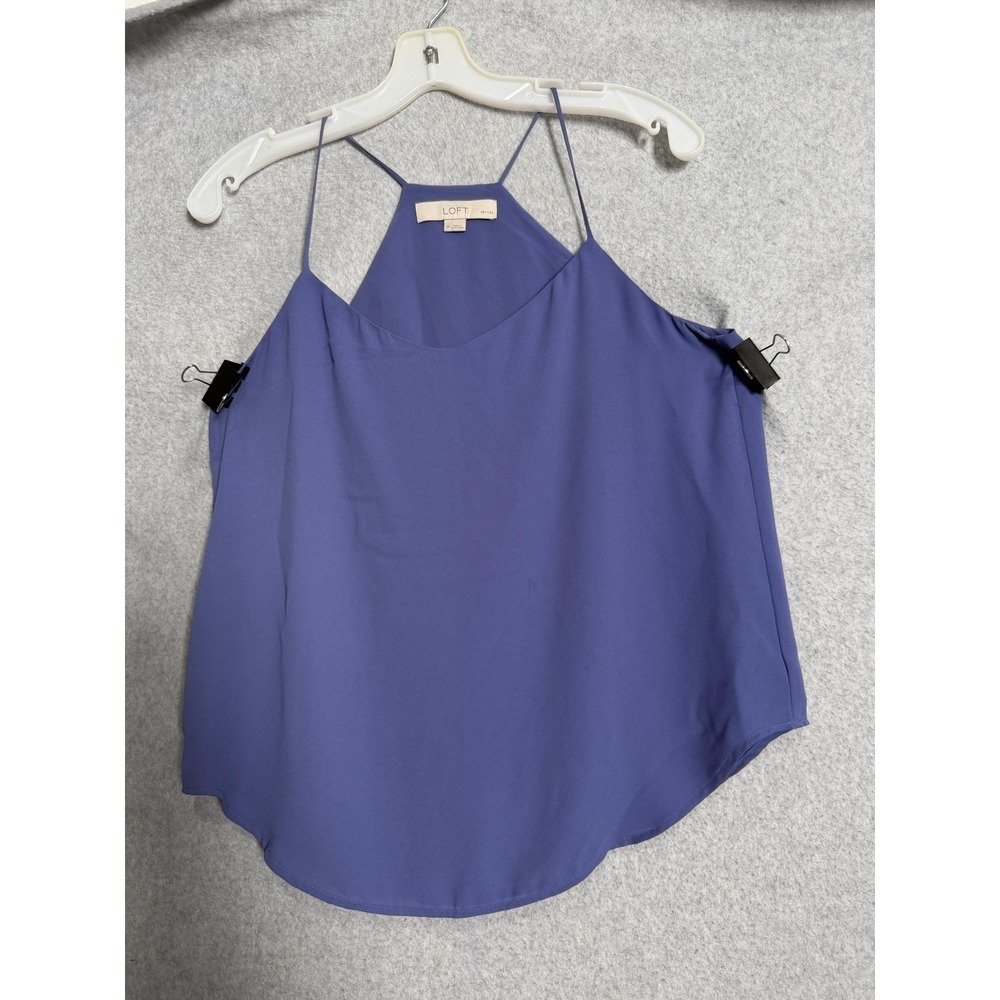 LOFT Tank Top Womens SP Purple V Neck Crepe Lined Double Strap Camisole